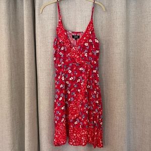 ABS Floral faux wrap ruffle spaghetti strap dress